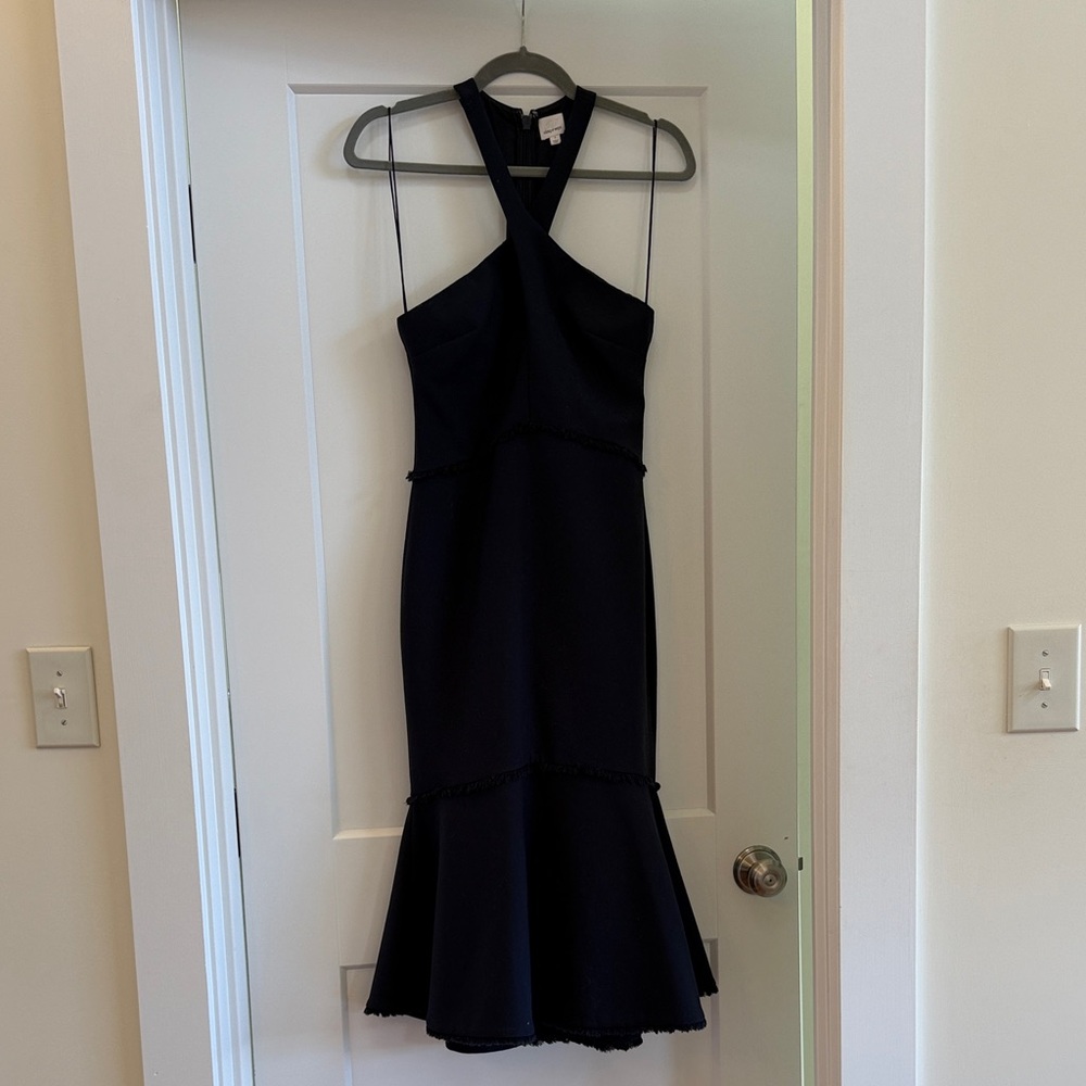Cinq à sept navy tea length dress